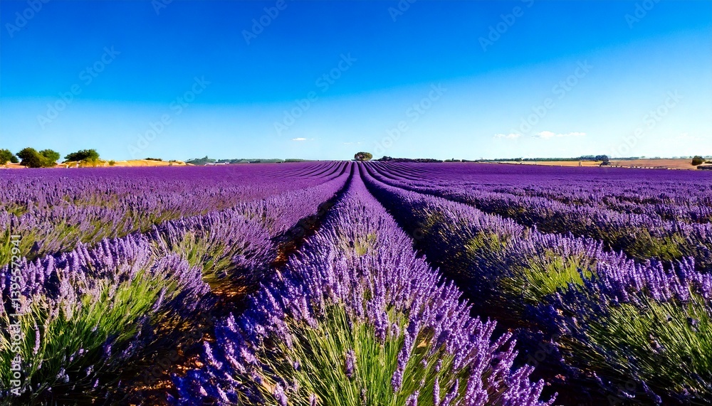 Fototapeta premium 青空の下に広がるラベンダーの花畑4