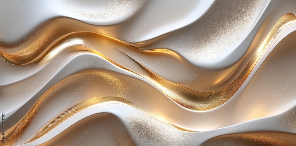 Fototapeta premium Soft beige and cream tones in flowing waves characterize this abstract artwork, which conveys a sense of movement and peacefulness through its delicate textures and gradients