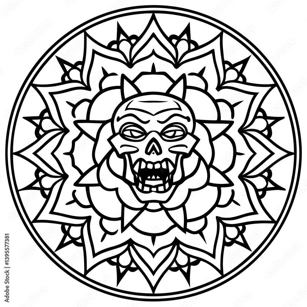 Undead Mandala Vector Line Art Undead Mandala Vector Line Art
