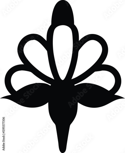 black and white vector illustration of plant flower logo