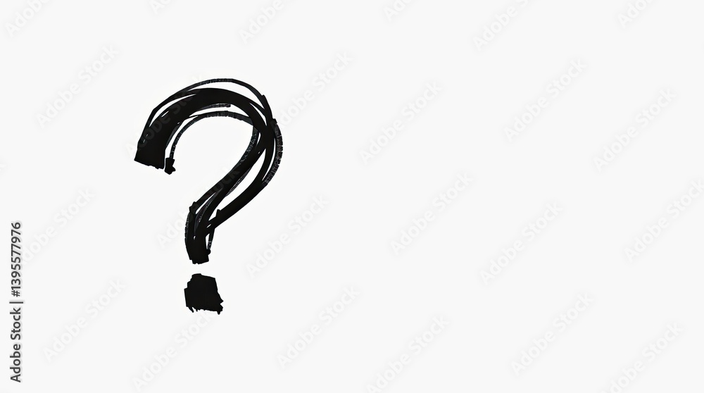 Naklejka premium A hand-drawn question mark against a plain background.