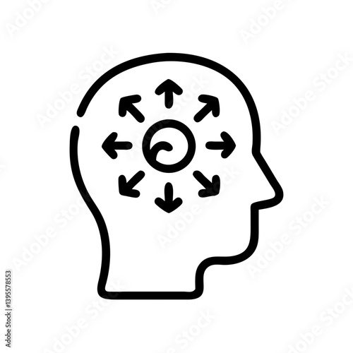 Mind concentration symbol with arrows indicating thought direction  