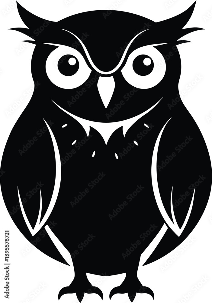 Fototapeta premium Owl bird silhouette with white background