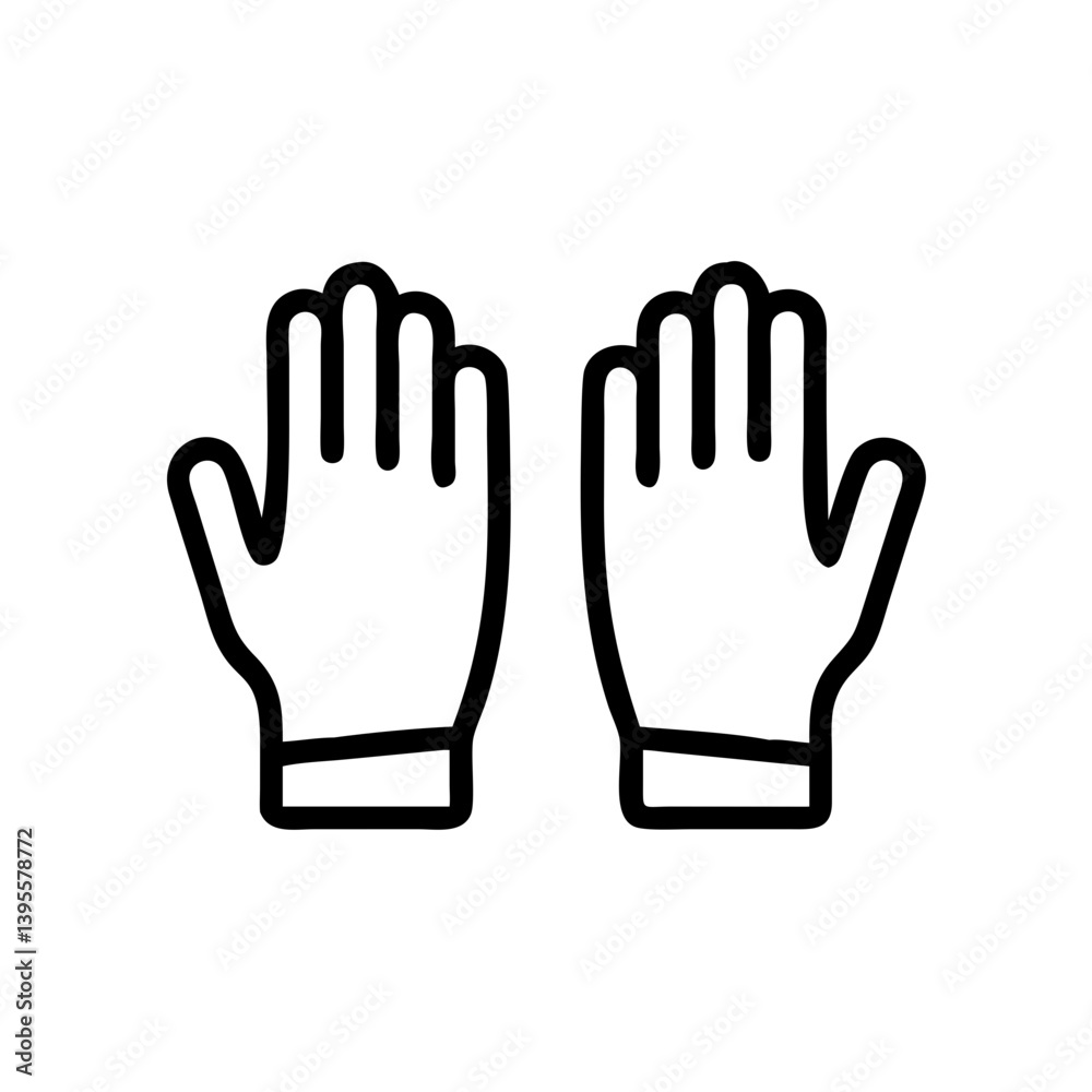 Gloves in a simple outline design against a white background Gloves in a simple outline design against a white background