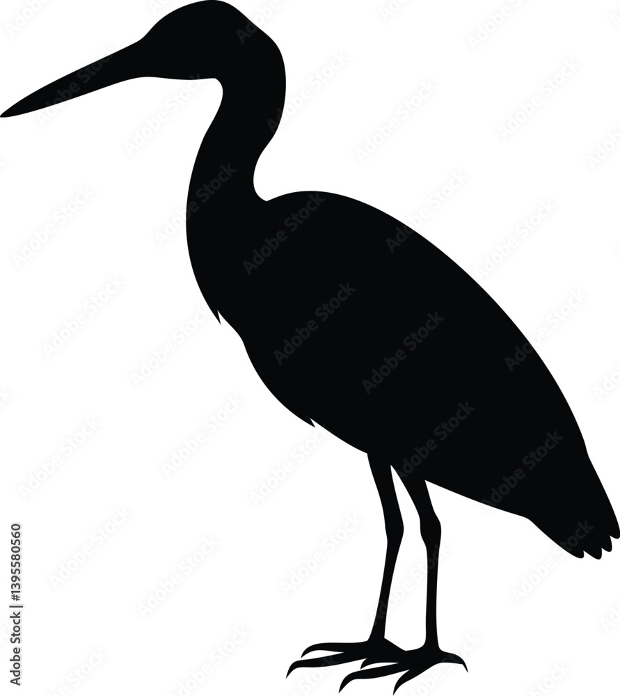 Fototapeta premium Heron silhouette with white background