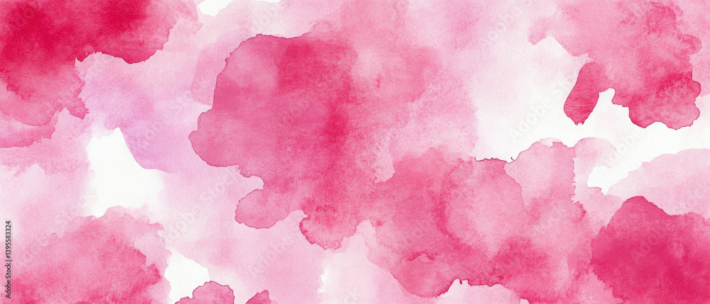 Fototapeta premium Abstract pink colored acryl watercolor background with splashes on white background