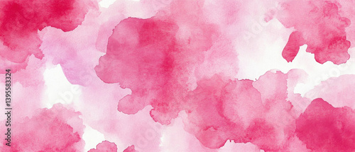 Abstract pink colored acryl watercolor background with splashes on white background