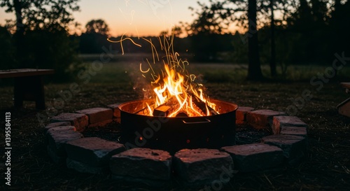 Wallpaper Mural Warm bonfire in a stone circle at sunset Torontodigital.ca