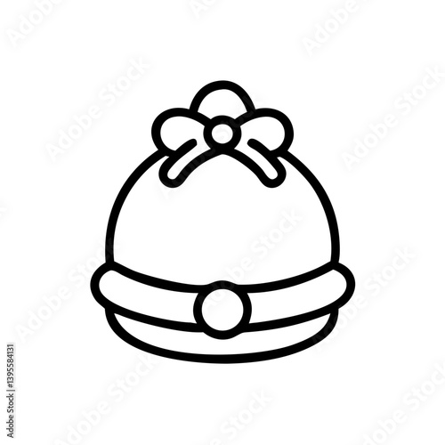Baby Hat with Bow in Simple Line Art Style  