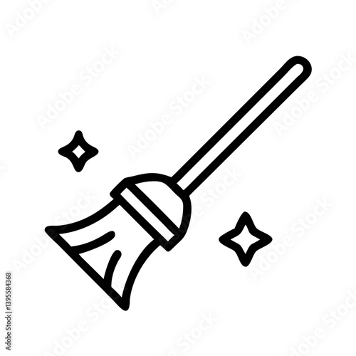 Cleaning broom with sparkles on a white background  