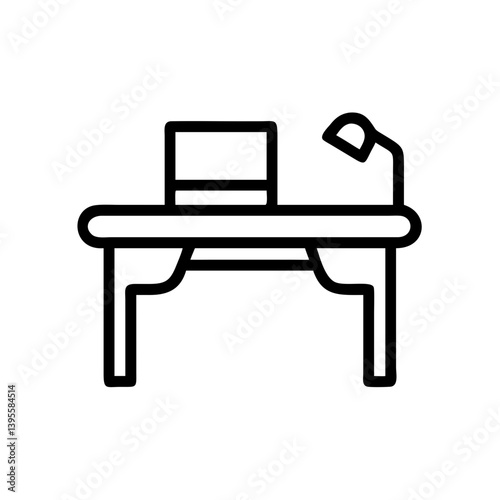 Minimalist desk with lamp and laptop in a modern style  