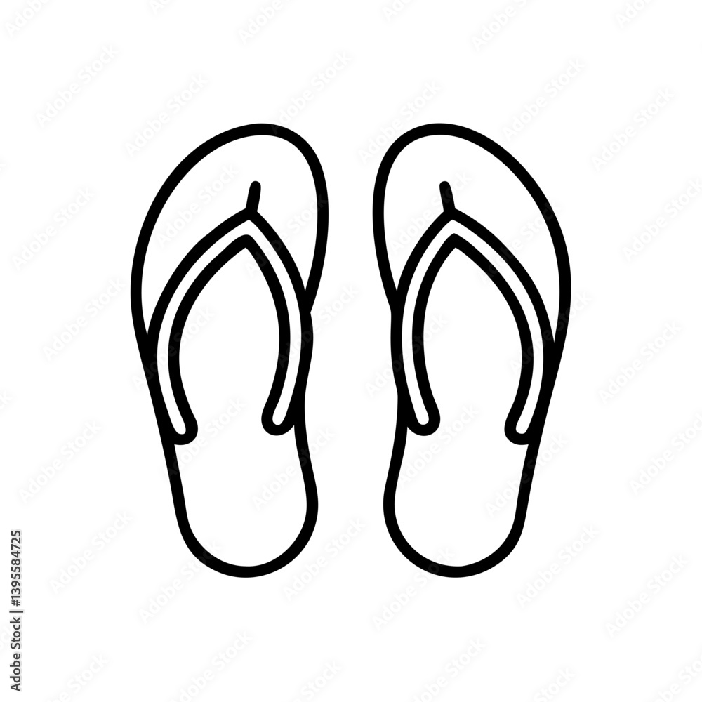 Simple line art of flip-flops on a plain background Simple line art of flip-flops on a plain background