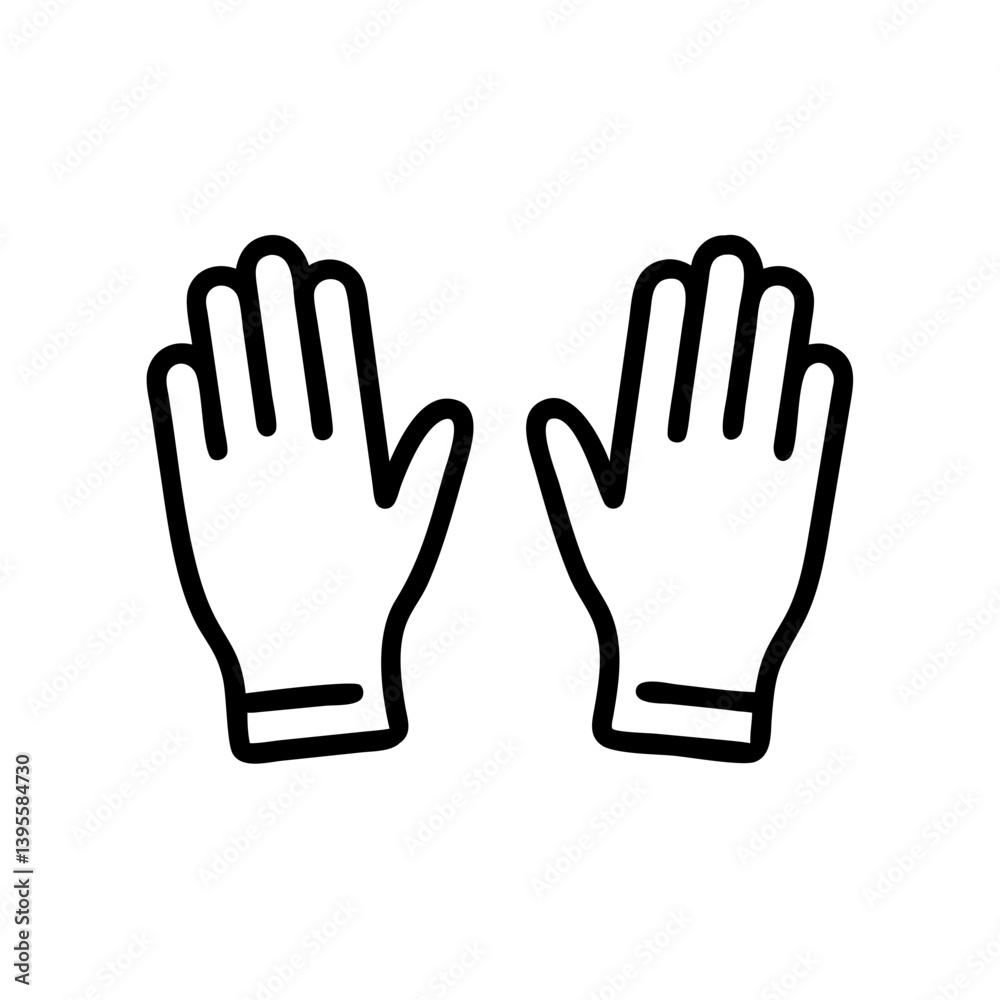 Gardening Gloves Outline Icon on White Background Gardening Gloves Outline Icon on White Background