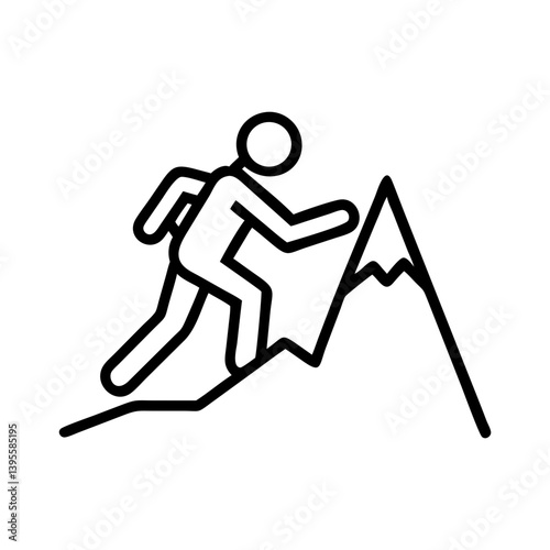 Mountain climber ascending a peak in a minimalist style  