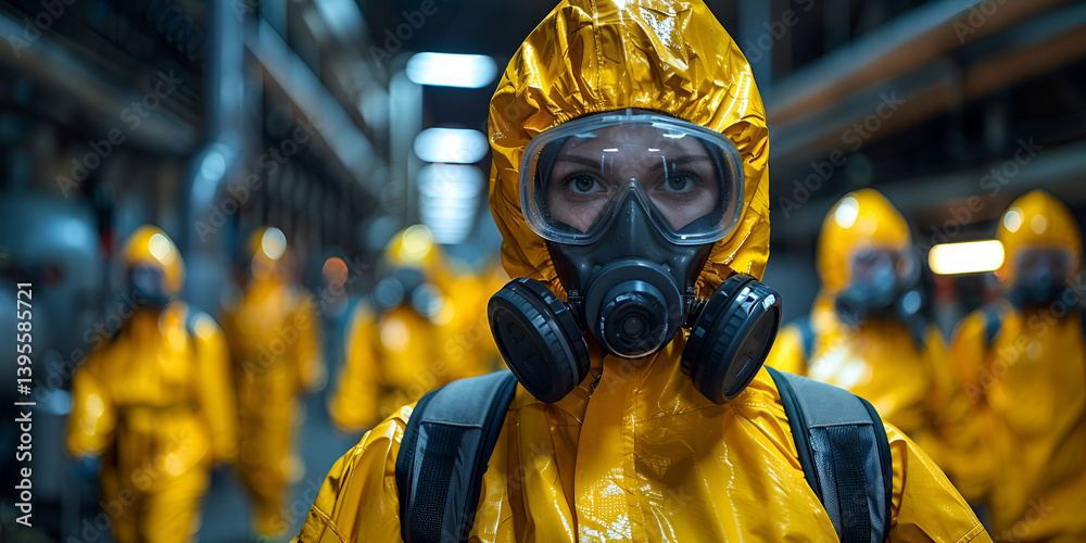 Yellow Hazmat Suits in Industrial Facility, Environmental Safety, Worker Protection
Yellow Hazmat Suits in Industrial Facility, Environmental Safety, Worker Protection