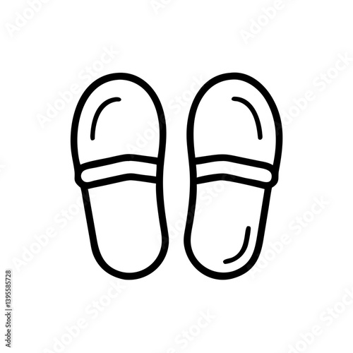 Simple line art slippers illustration on a white background  
