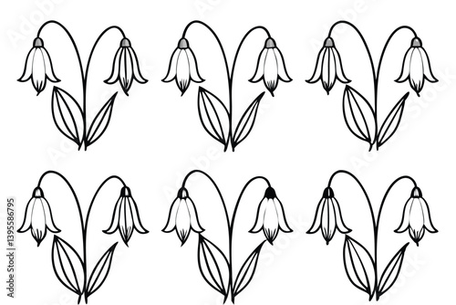 Set of bluebell line art 