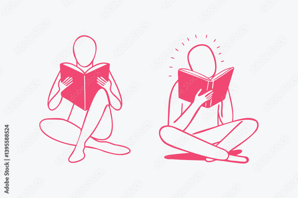 Person Reading Book Line Art Illustration Person Reading Book Line Art Illustration