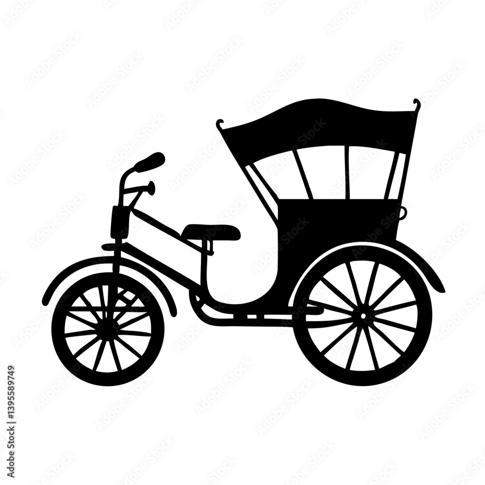 Fototapeta premium rickshaw icon, rickshaw silhouette vector illustration-simple silhouette illustration of rickshaw, perfect for rickshaw logos and icons