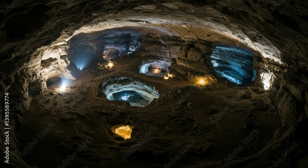 Obraz premium Cave system with multiple chambers