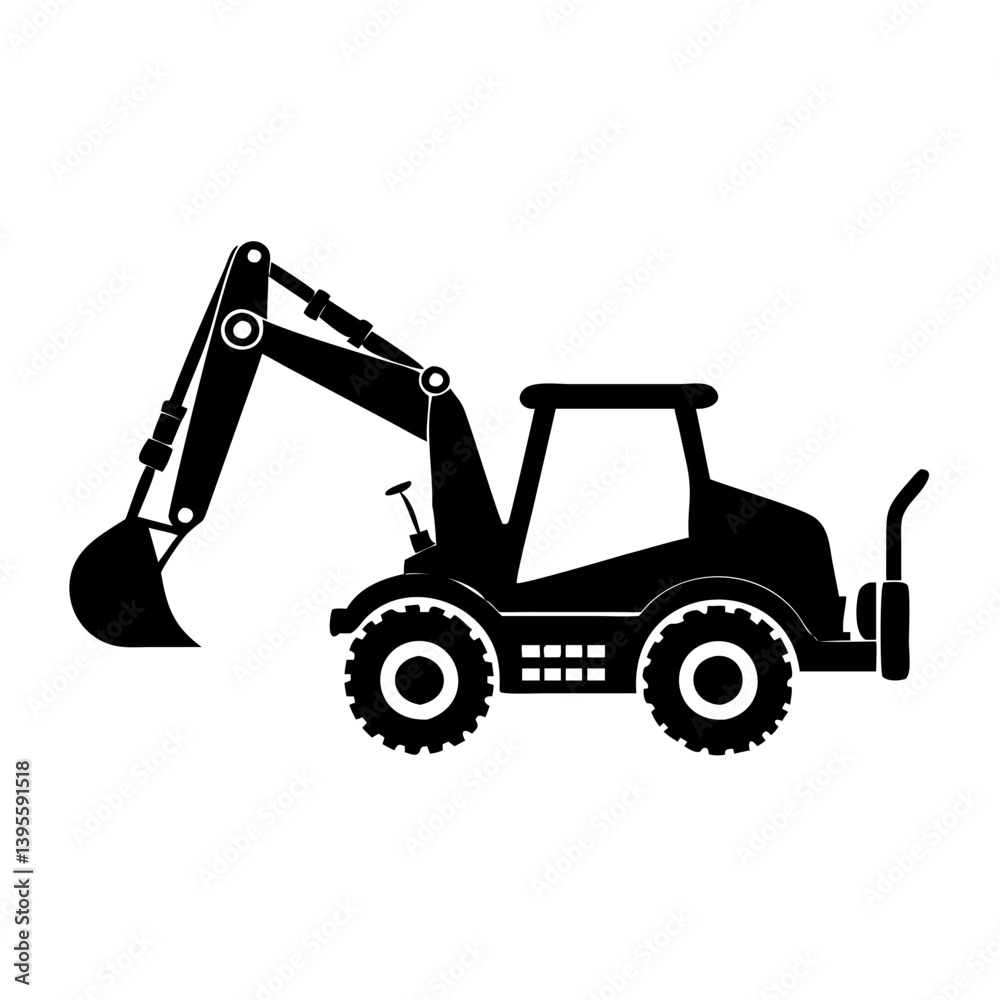 Naklejka premium backhoe icon, backhoe silhouette vector illustration-simple silhouette illustration of backhoe, perfect for backhoe logos and icons