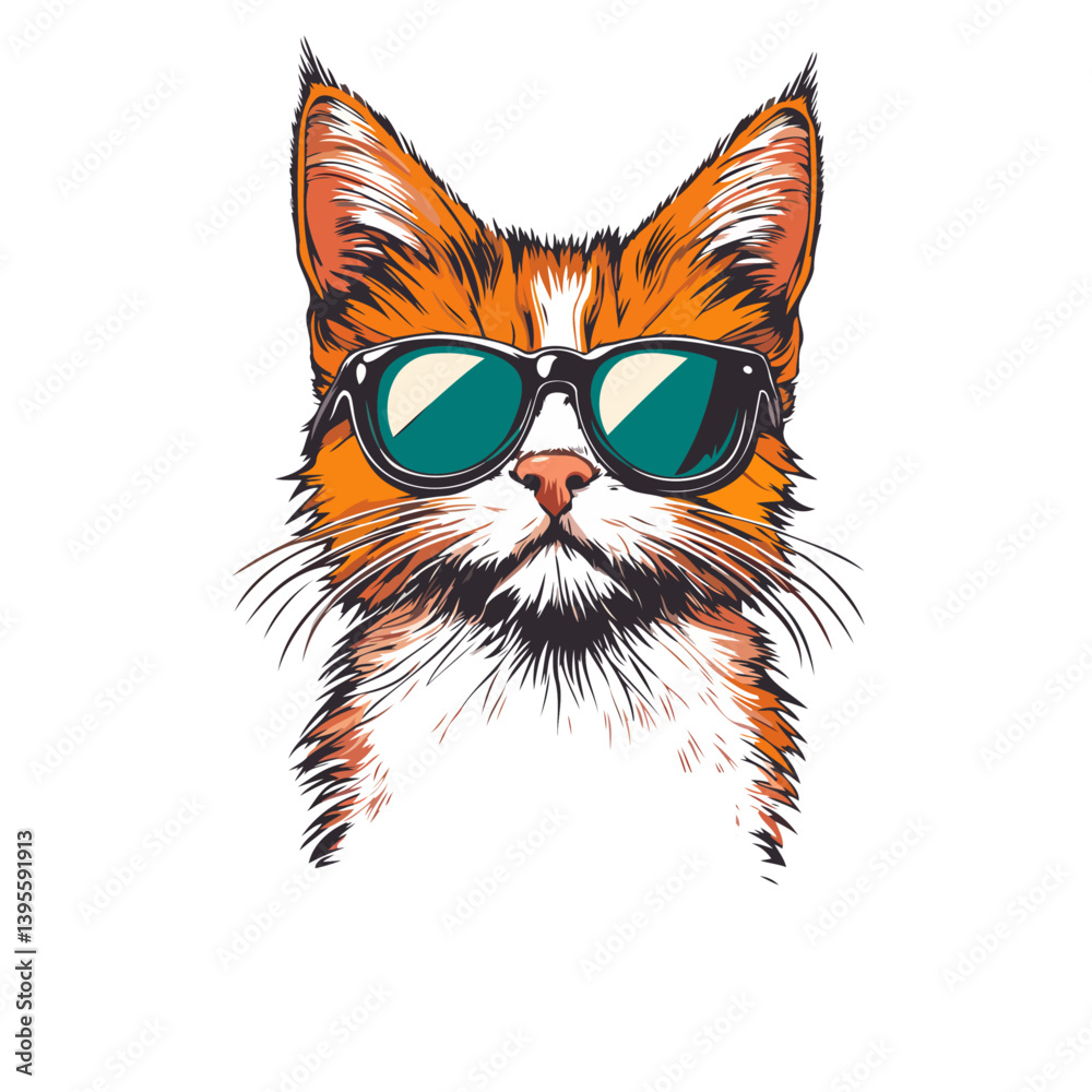 Fototapeta premium Cat with Sunglasses Pink Splash