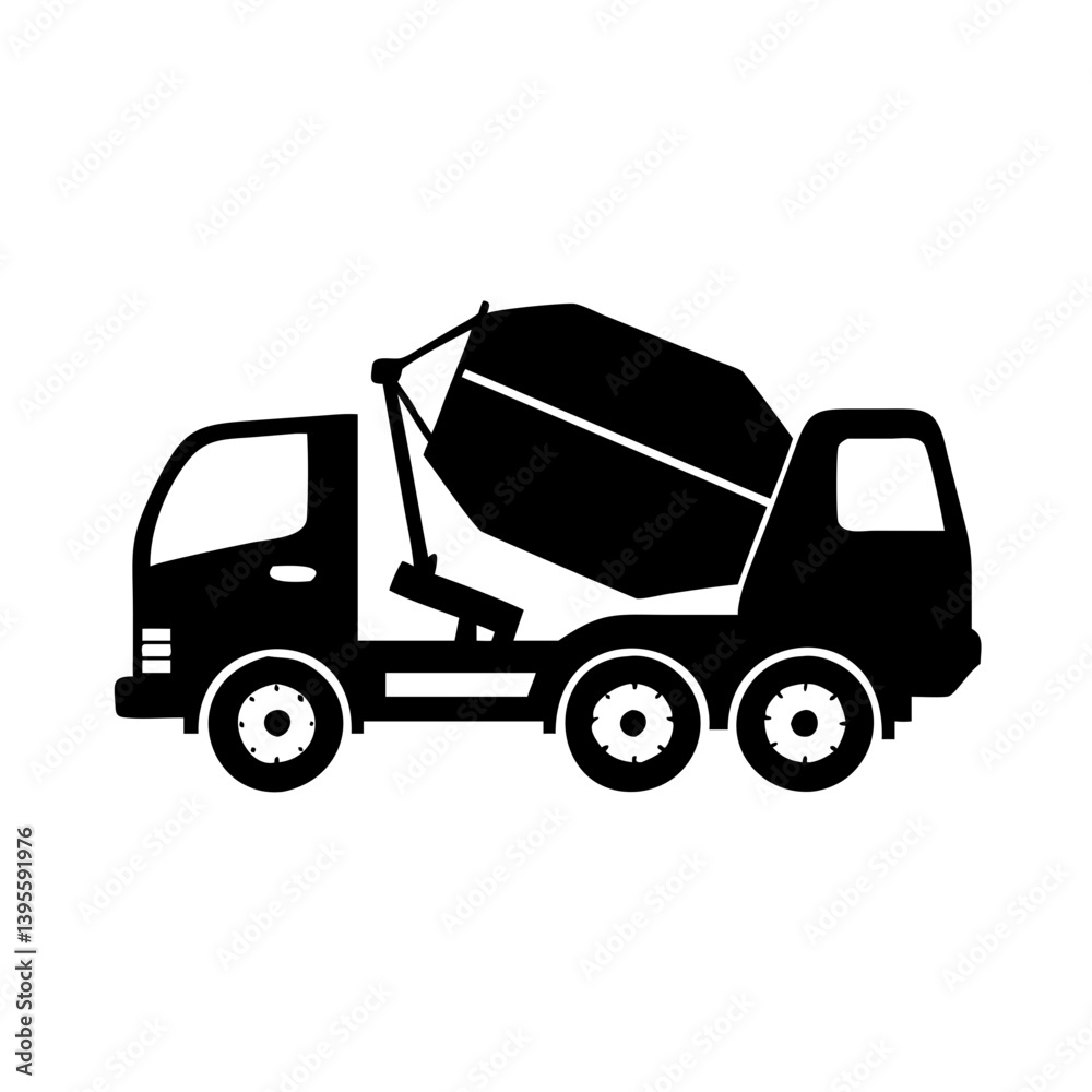 Fototapeta premium cement mixer truck icon, cement mixer truck silhouette vector illustration-simple silhouette illustration of cement mixer truck, perfect for cement mixer truck logos and icons