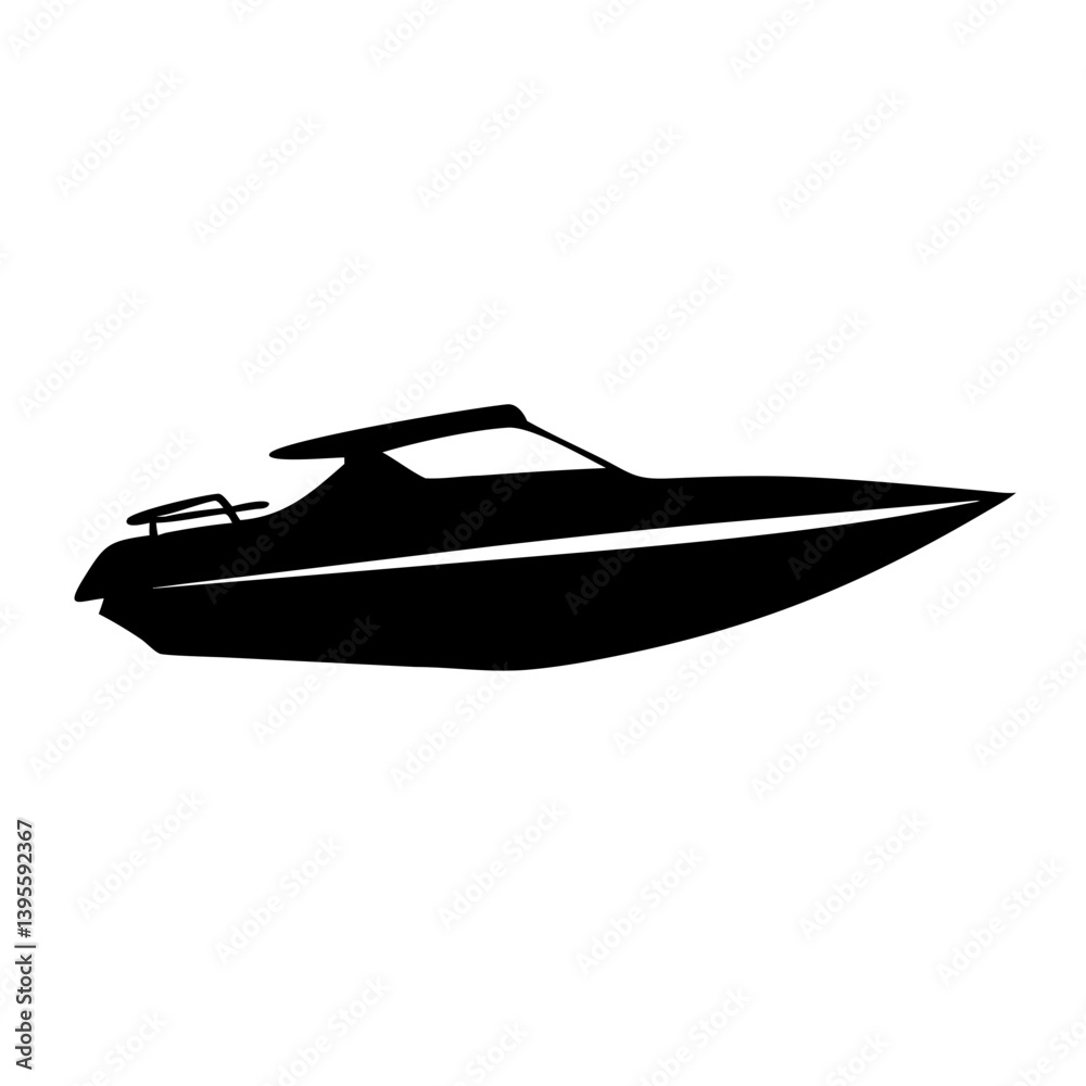 Naklejka premium speedboat icon, speedboat silhouette vector illustration-simple silhouette illustration of speedboat, perfect for speedboat logos and icons