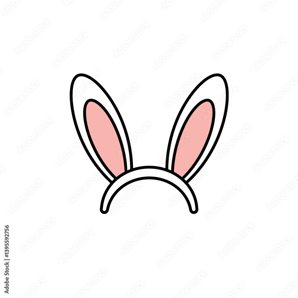 Obraz premium Bunny Ears Accessory: A playful illustration of bunny ears, a whimsical headband with pink inner ears, embodies springtime joy and festive fun.