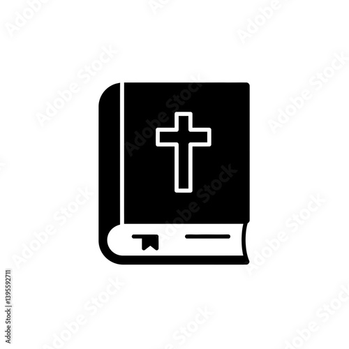 Sacred Scripture: A striking and minimalist depiction of a closed book featuring a prominent cross on its cover, representing faith and devotion.