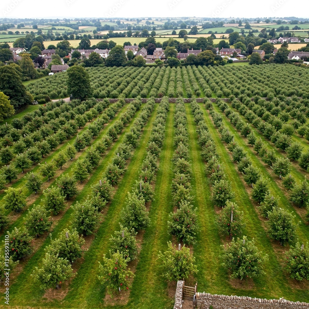 Fototapeta premium Orange garden view on top.