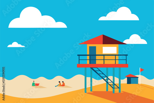 lifeguard-tower-overlooking-a-busy-beach