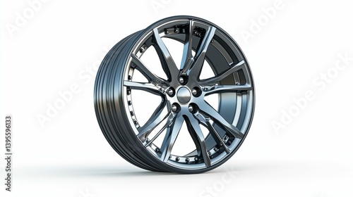 A detailed close-up of a modern, stylish, dark gray alloy wheel.