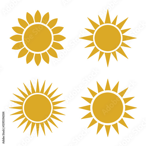 Sun simple icons collection. Vector illustration, Sun Logo Design