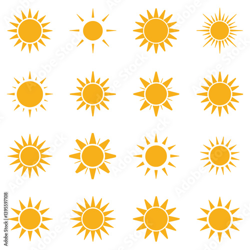 Sun simple icons collection. Vector illustration, Sun Logo Design