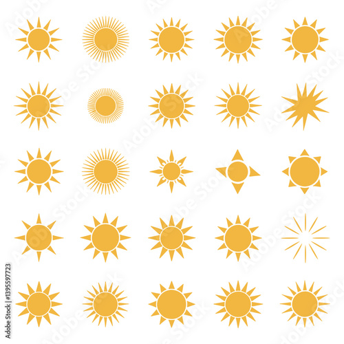 Sun simple icons collection. Vector illustration, Sun Logo Design