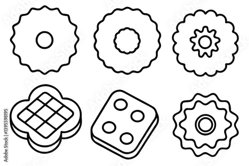  linzer cookie line art classic sweet treat outline.