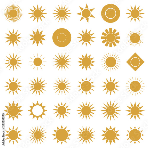 Sun simple icons collection. Vector illustration, Sun Logo Design