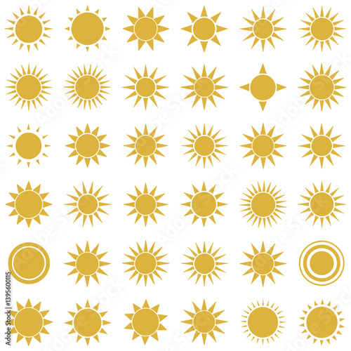 Sun simple icons collection. Vector illustration, Sun Logo Design