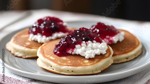 Wallpaper Mural Delicious Pancakes with Cottage Cheese and Berry Jam Torontodigital.ca