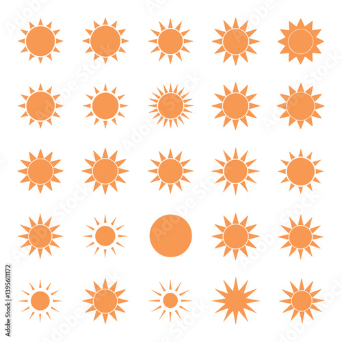 Sun simple icons collection. Vector illustration, Sun Logo Design