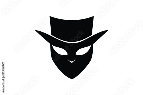 Mask Zorro silhouette on white background