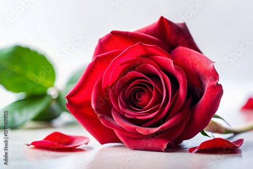 Close-up of a Single Rose Flower Isolated on White Background - Shallow Depth of Field