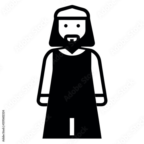 Simple Black and White Icons of Men and Women in Traditional Middle Eastern Attire