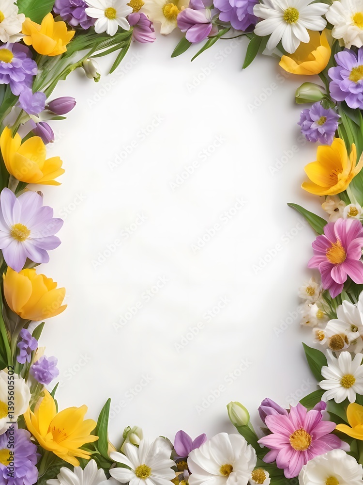 Beautiful Flower Border Frame Background with Blank Center Space for Text Beautiful Flower Border Frame Background with Blank Center Space for Text