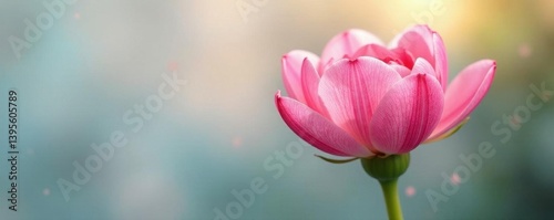 Single pink flower, vibrant color, crisp white backdrop, color, petal