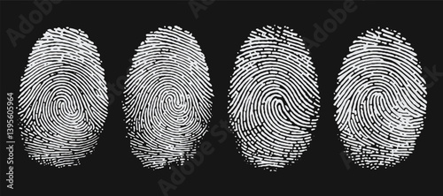 Monochrome design collection of a large detailed fingerprint