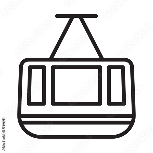 aerial tramway icon outline collection in black and on white background