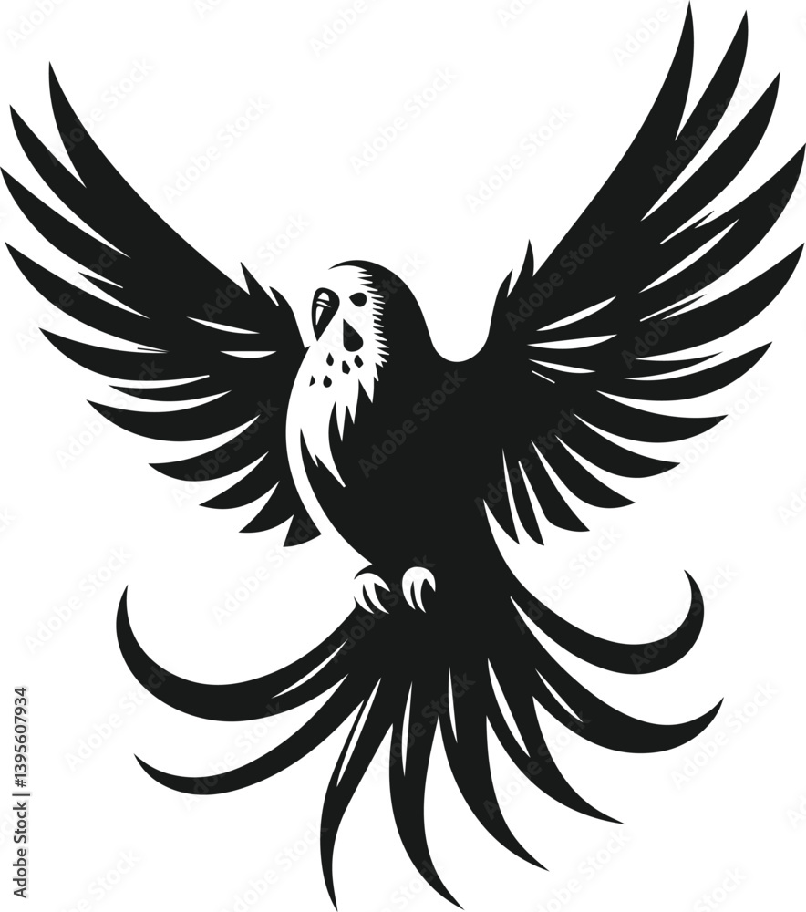Fototapeta premium Budgerigar bird silhouette vector