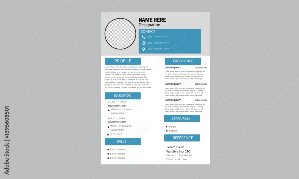 Obraz premium corporate minimal business resume design template 